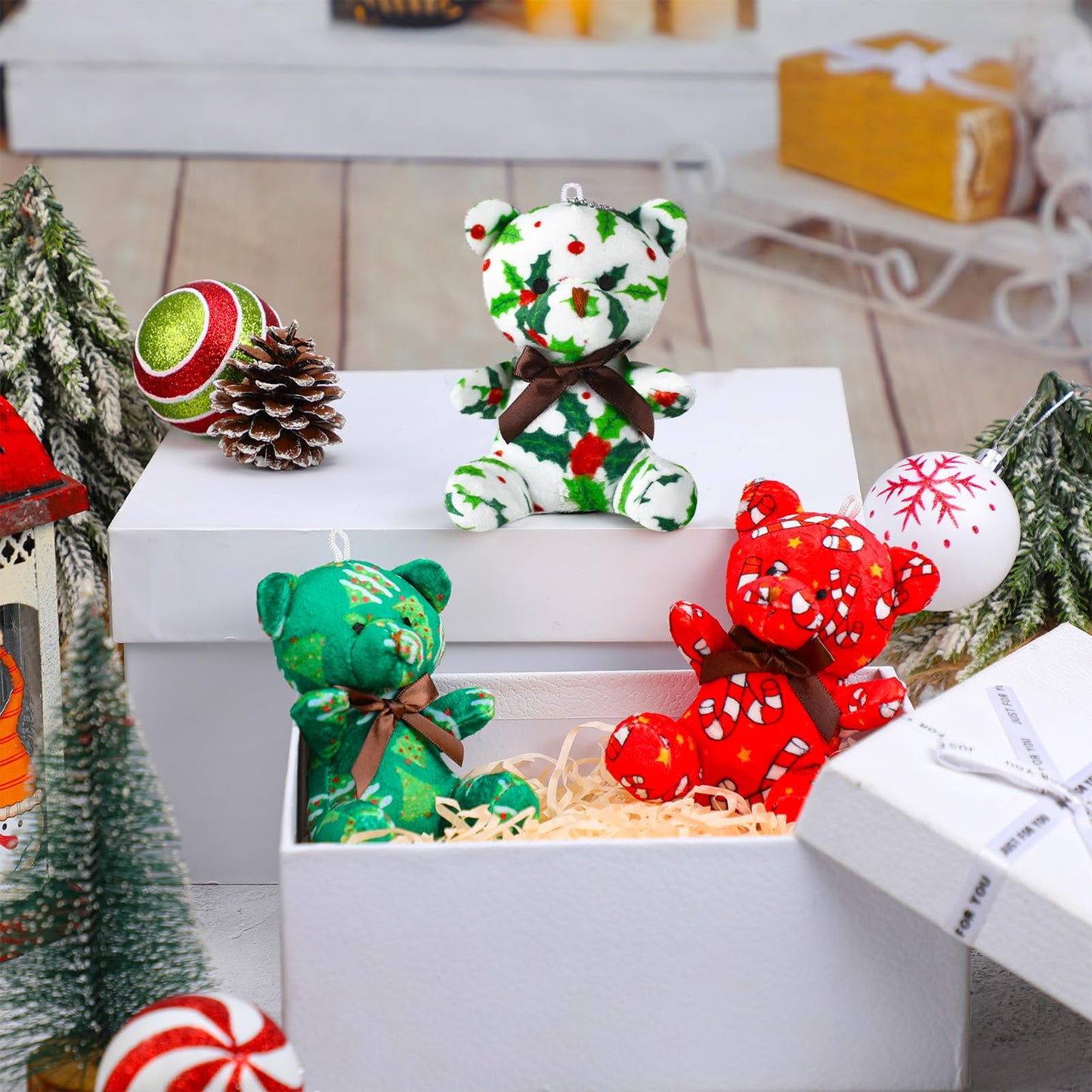 Haull 18 Pcs Christmas Plush Bears — 4-Inch Mini Stuffed Toys Bulk Pack