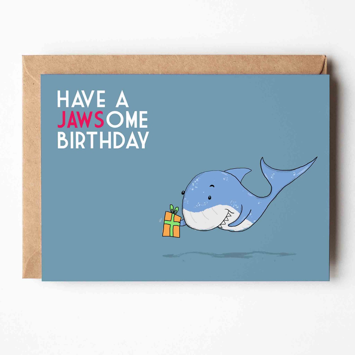 Funny Shark Greeting Card – Jawsome Birthday Pun | Cute Ocean Theme Card