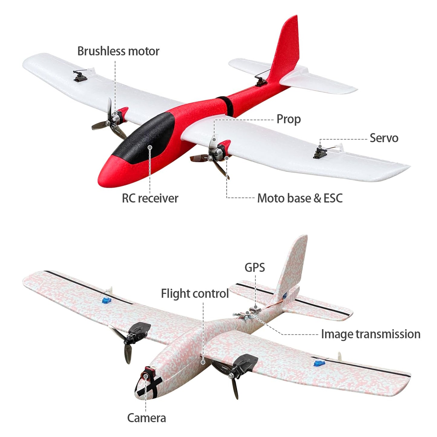 HAWK'S WORK 2 Pcs Foam Glider – 33.9 inch Large Outdoor Plane for STEM Play & RC Conversion