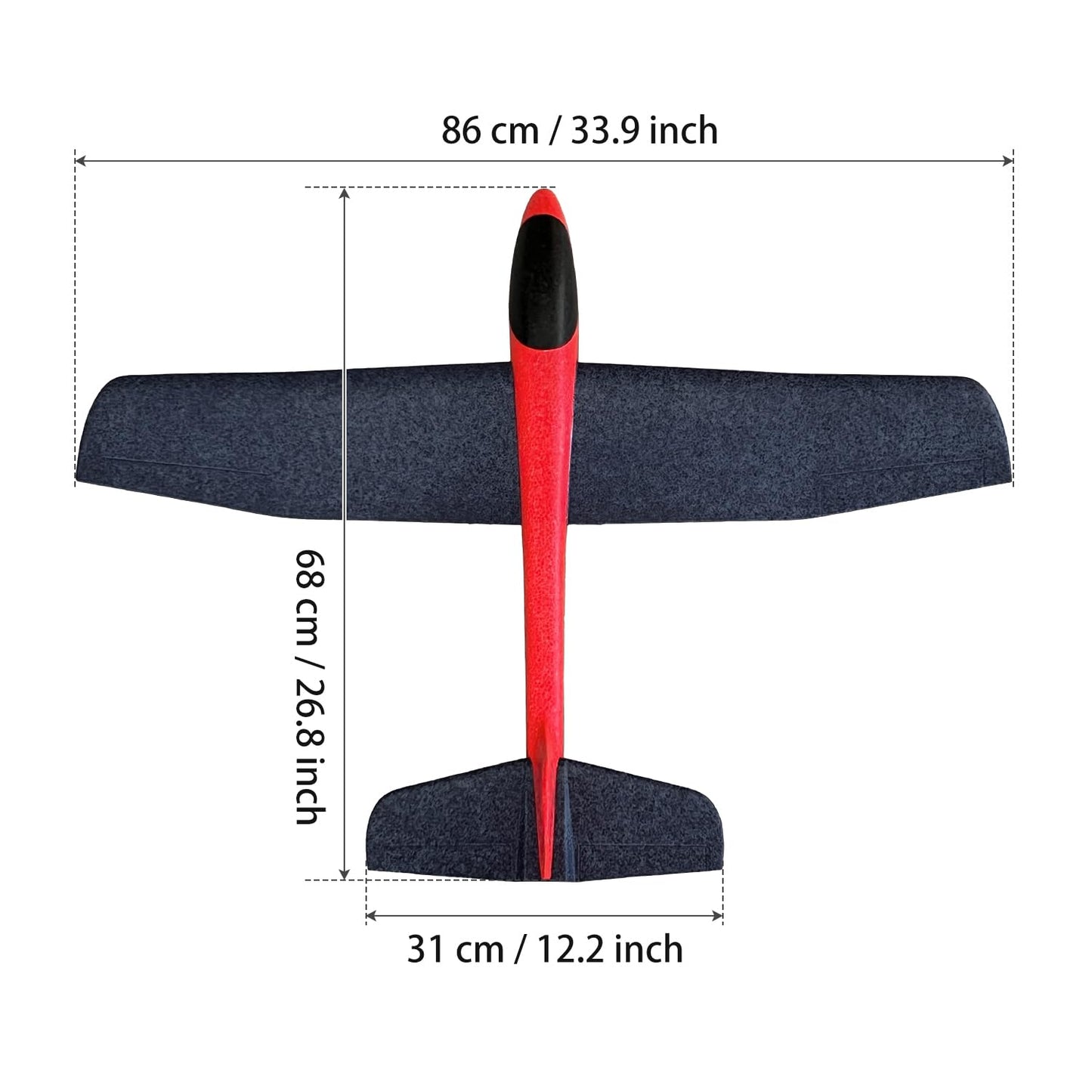 HAWK'S WORK 2 Pcs Foam Glider – 33.9 inch Large Outdoor Plane for STEM Play & RC Conversion