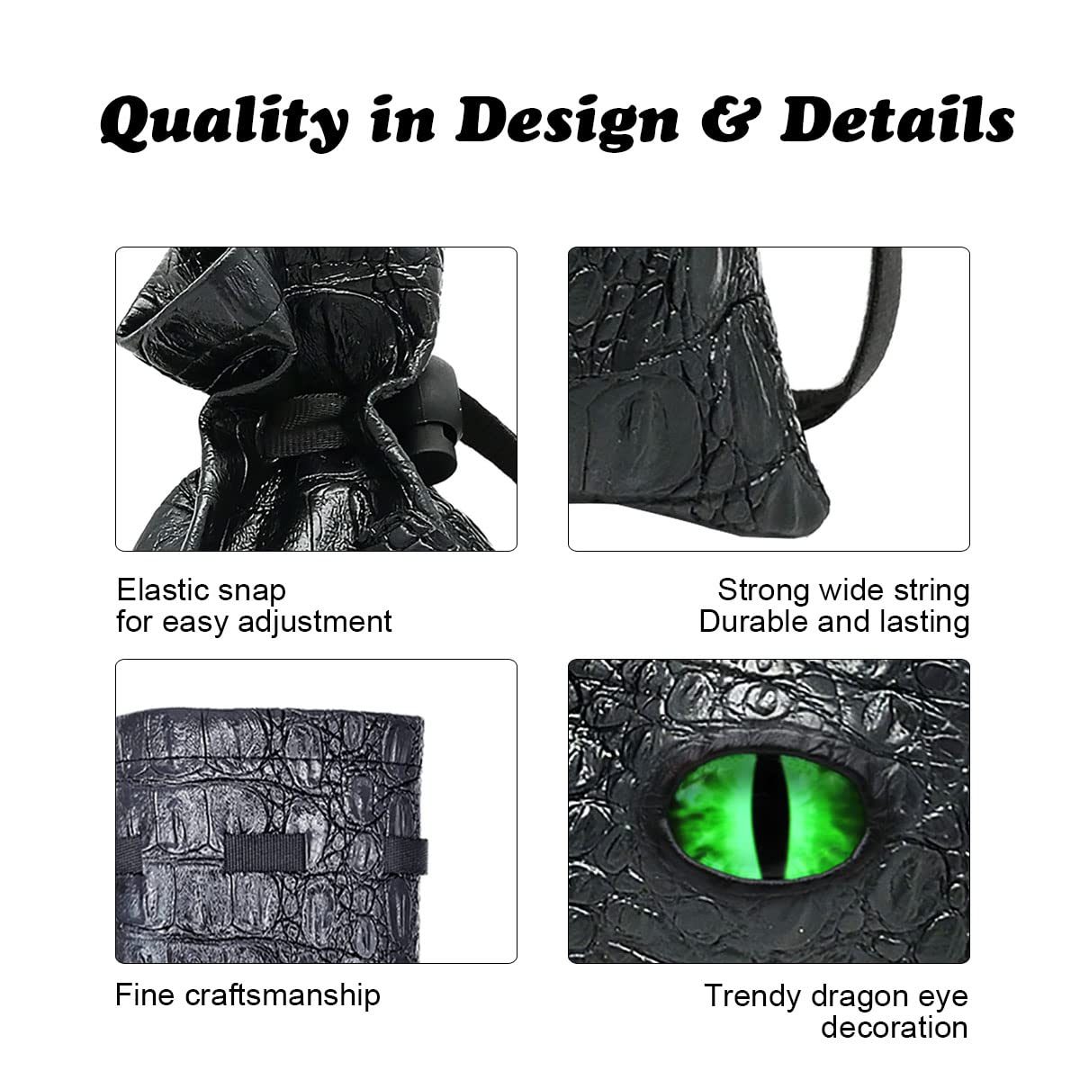 Haxtec Dragon Eye Leather Dice Bag – DND Dice Storage, Venom-Green Eye, Patent D893867