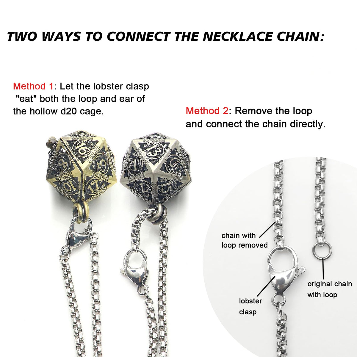 Haxtec Mini Metal D&D Dice Set with Hollow Necklace Case | 7-Piece Portable Keychain