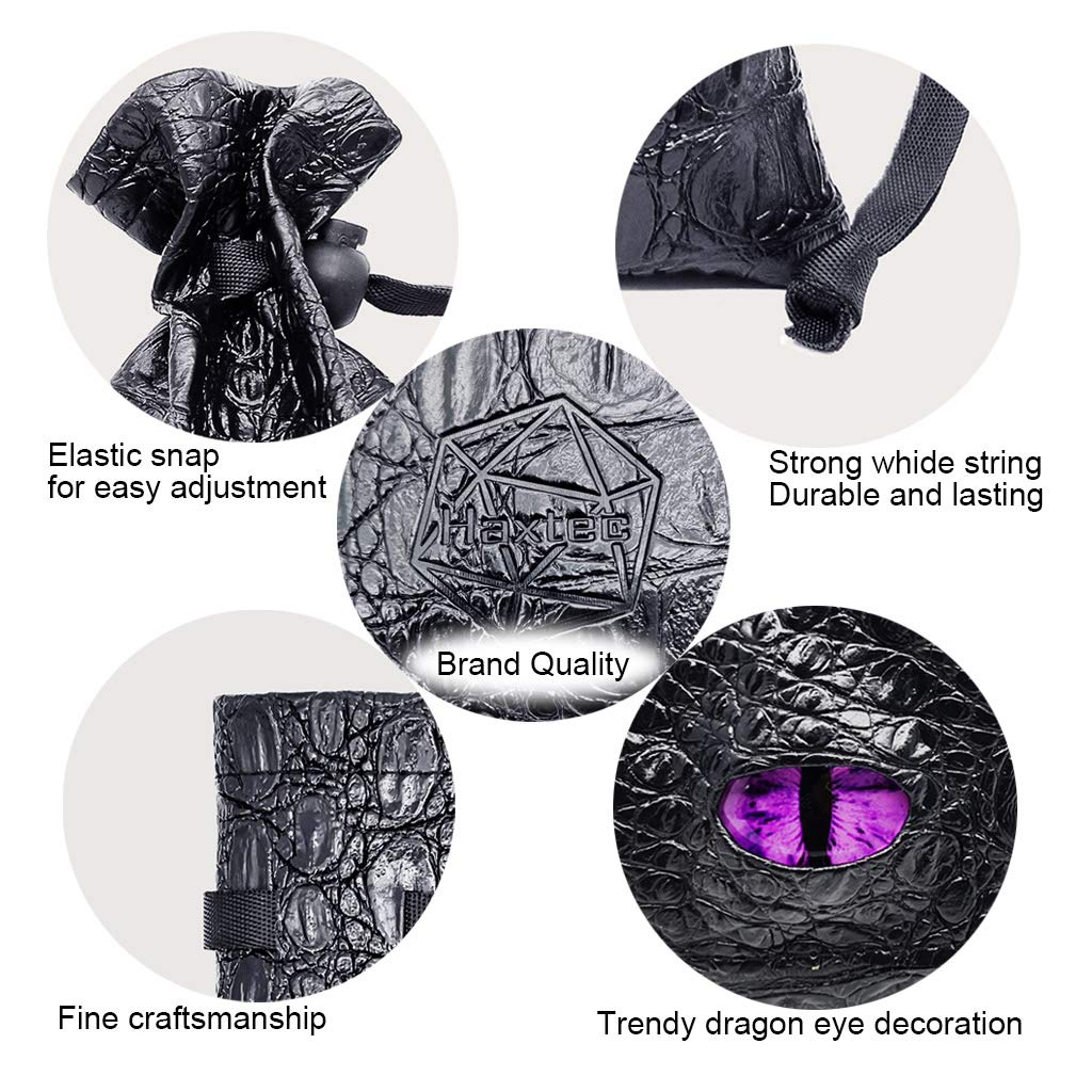 Haxtec Dragon Dice Bag – Small Leather DND Pouch with Dragon Eye (Purple)