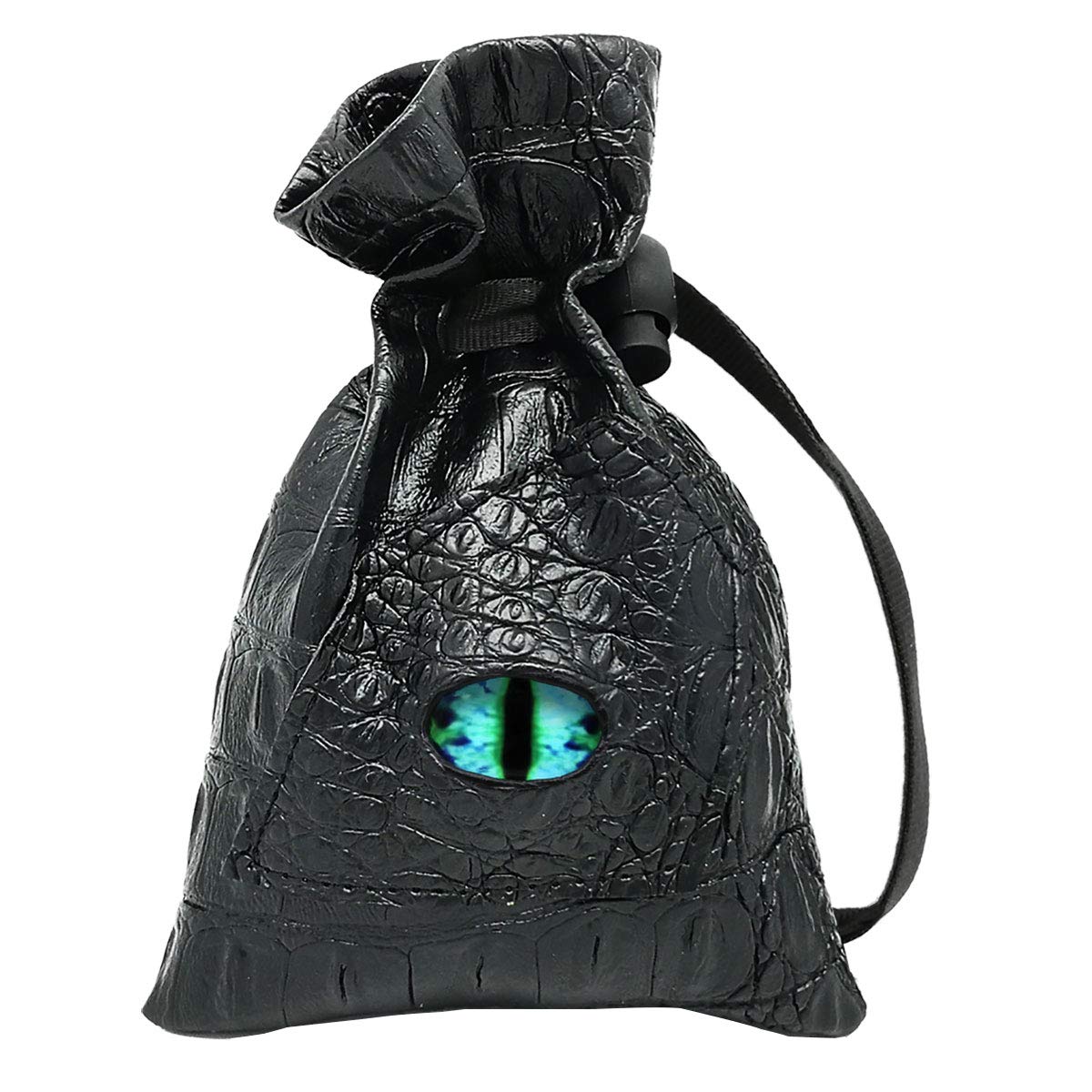 Haxtec Dragon Eye Dice Bag - Leather Drawstring DND Pouch with Eternal-Blue Eye