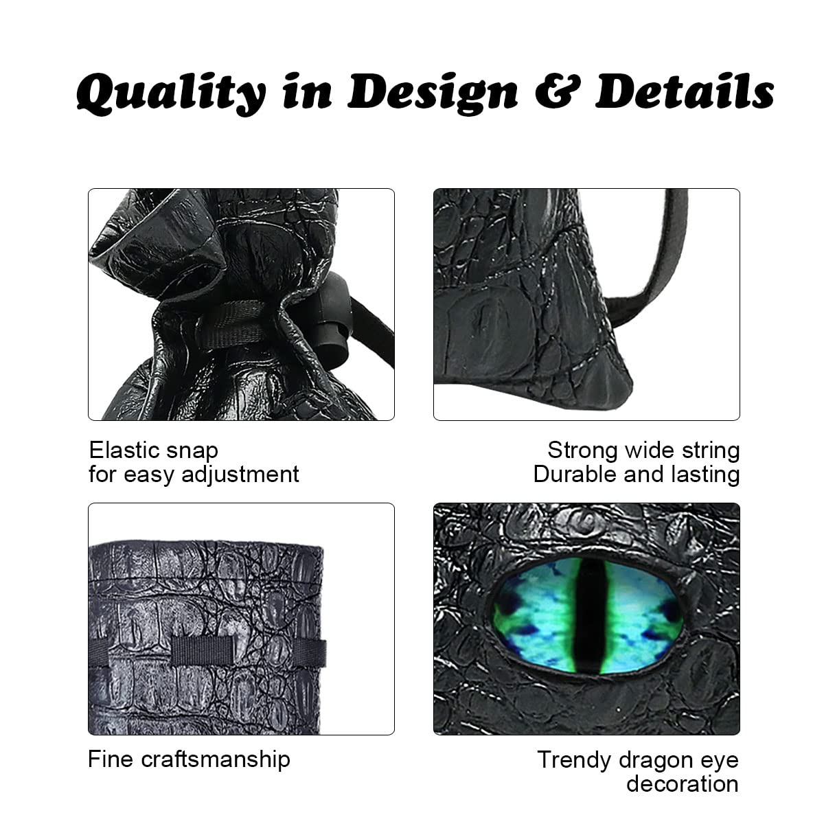 Haxtec Dragon Eye Dice Bag - Leather Drawstring DND Pouch with Eternal-Blue Eye