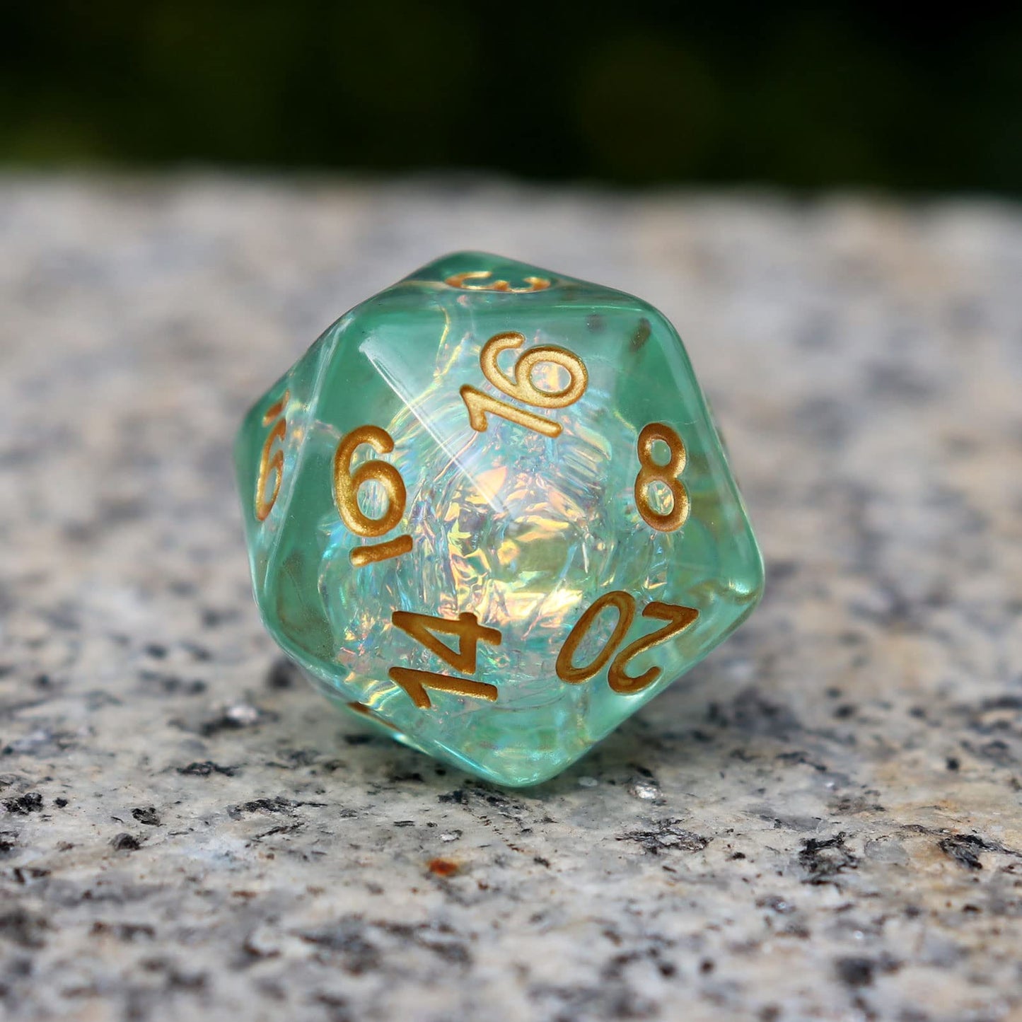 Haxtec Light Green DND Dice Set – 7pc Iridescent Resin Dice + Gift Bag