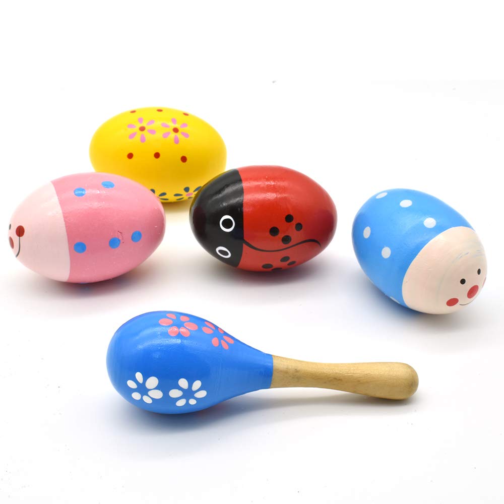 Hayder Wooden Easter Eggs Shakers – 4 Pack Kids Hand Percussion Toys