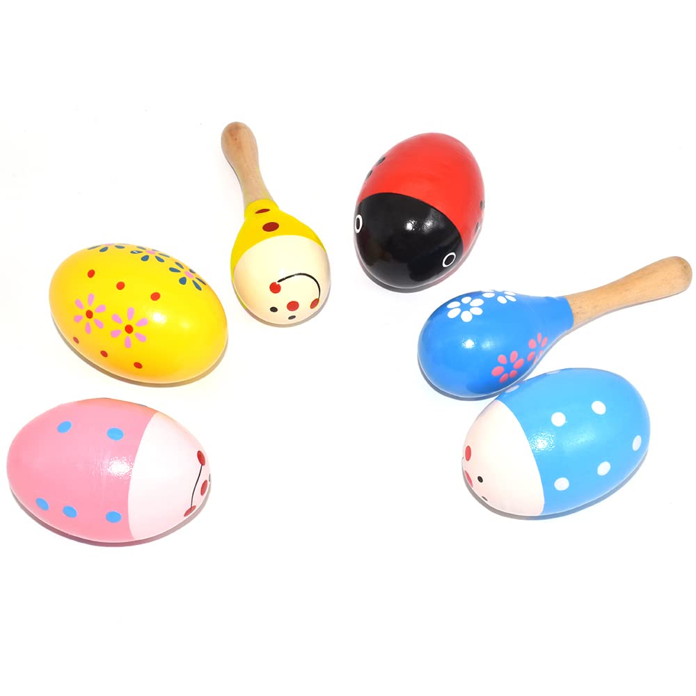Hayder Wooden Easter Eggs Shakers – 4 Pack Kids Hand Percussion Toys