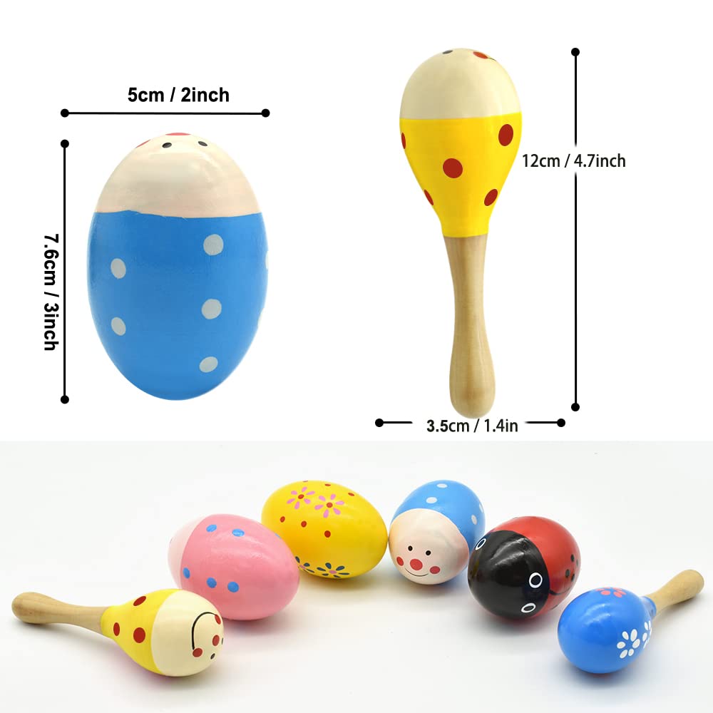 Hayder Wooden Easter Eggs Shakers – 4 Pack Kids Hand Percussion Toys