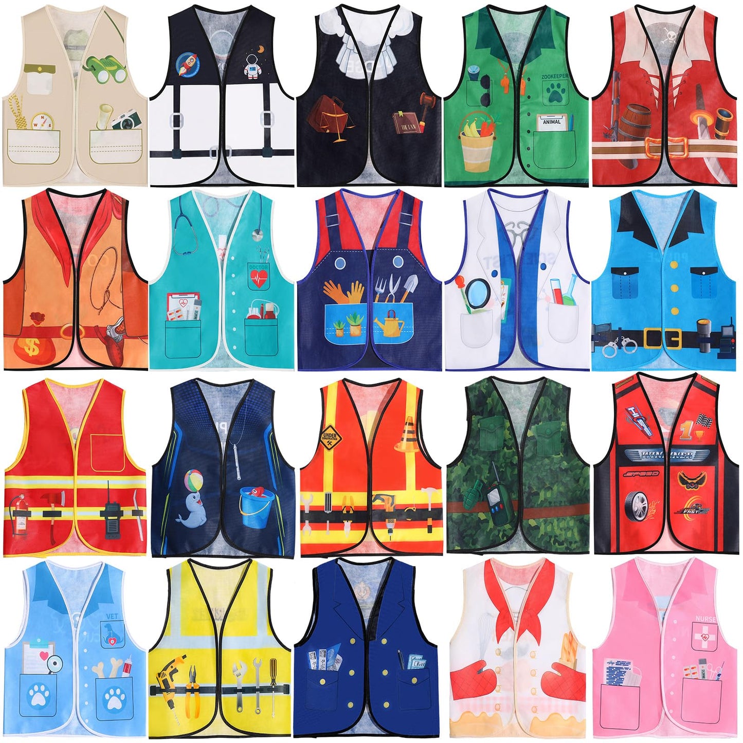 Haysandy 20 Pcs Kids Dress Up Costume Set – 20 Career Role Play Costumes for Ages 6-10