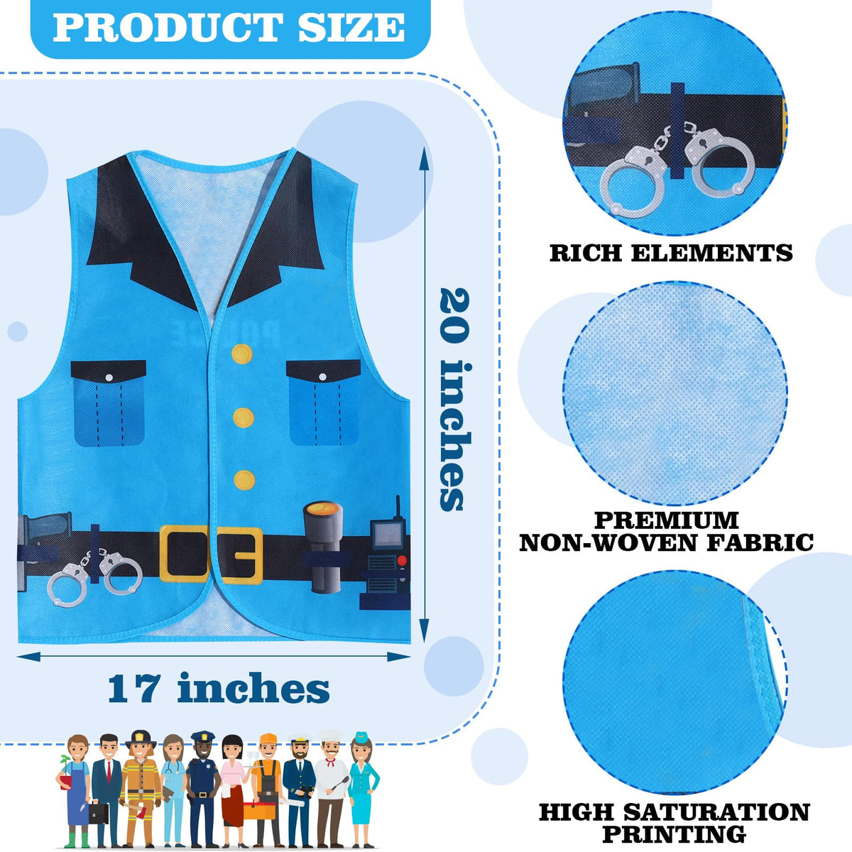 Haysandy 20 Pcs Kids Dress Up Costume Set – 20 Career Role Play Costumes for Ages 6-10