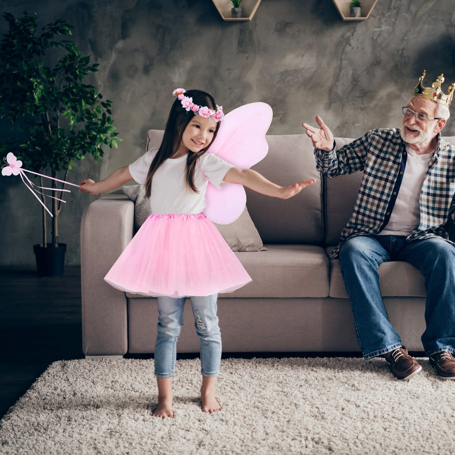 Haysandy Fairy Princess Costume Set for Girls 2-12 — Wings, Wand, Headband & Pink Tutu