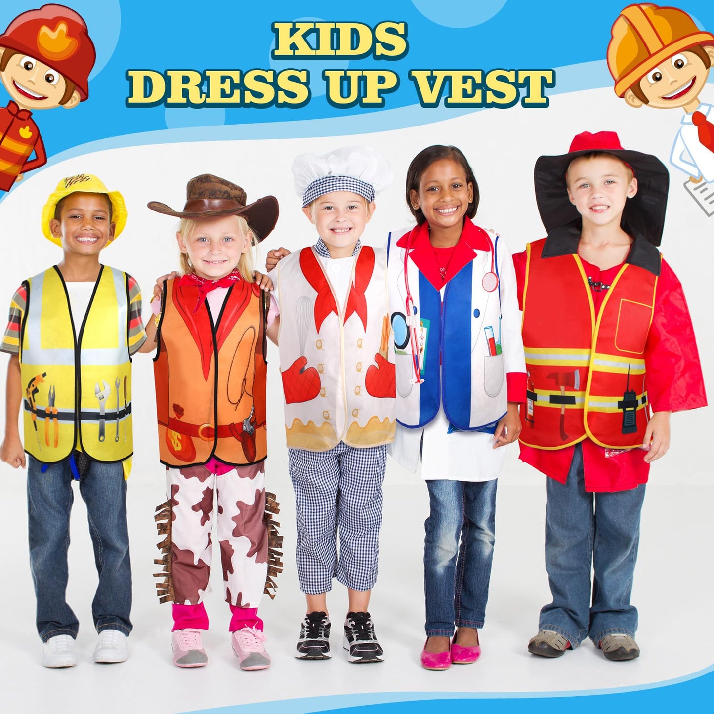 Haysandy 20 Pcs Kids Dress Up Costume Set – 20 Career Role Play Costumes for Ages 6-10