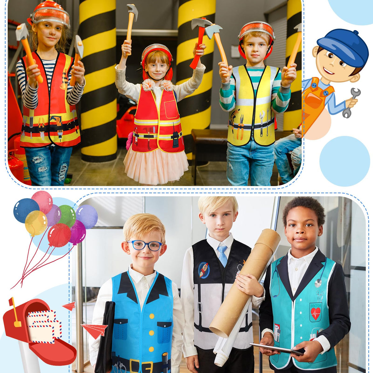 Haysandy 20 Pcs Kids Dress Up Costume Set – 20 Career Role Play Costumes for Ages 6-10