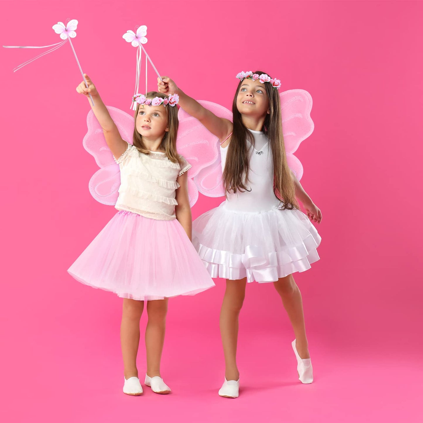 Haysandy Fairy Princess Costume Set for Girls 2-12 — Wings, Wand, Headband & Pink Tutu