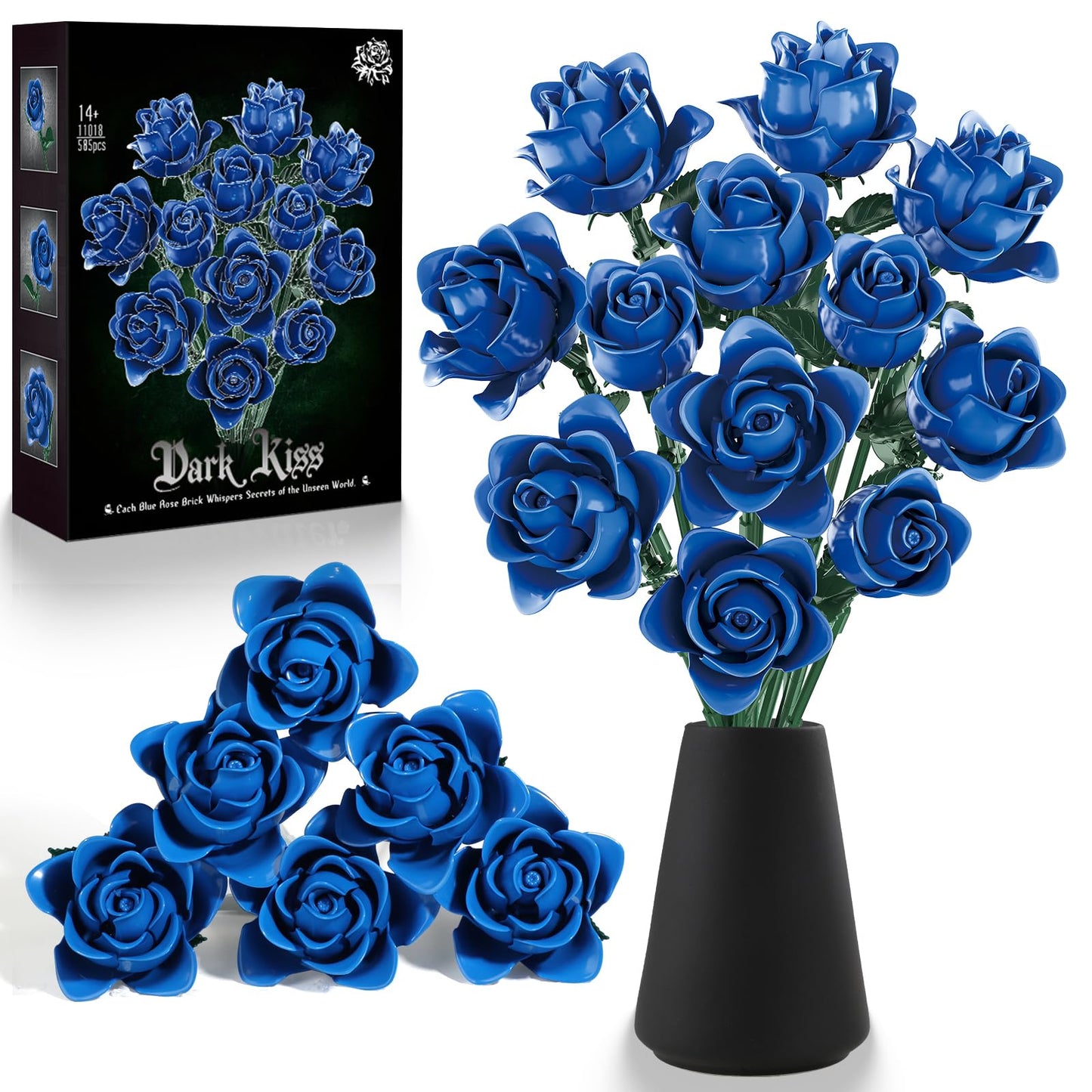 HAYXUN 12 Blue Rose Bouquet Building Kit – Rare Blue Roses Gift & Home Decor