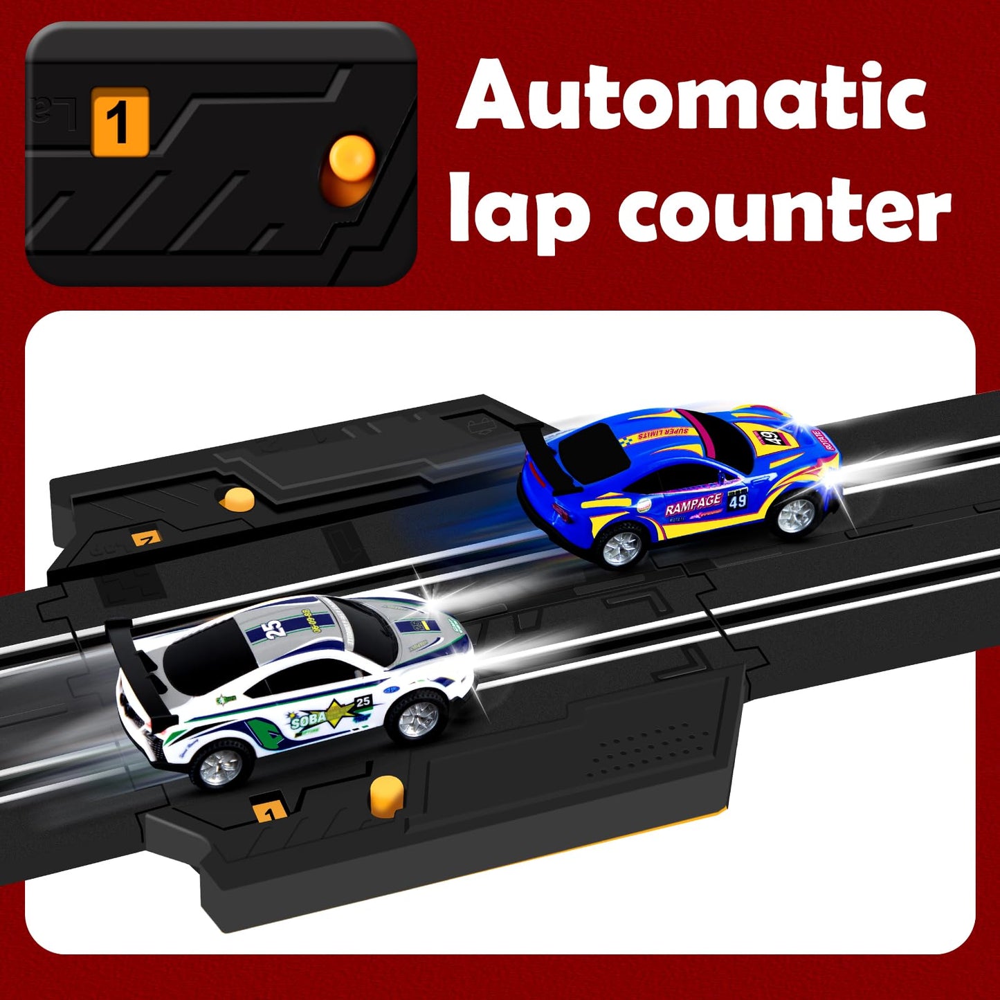 Hayxun 30 ft Dual Slot Car Track Set - 1:43 Scale with 4 Cars & 2 Controllers | Gift for Ages 8-13
