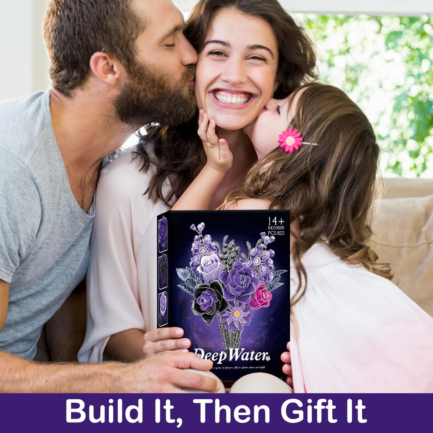 HAYXUN Halloween Purple Rose Building Blocks Kit – DIY Indoor Flower Bouquet for Adults & Teens