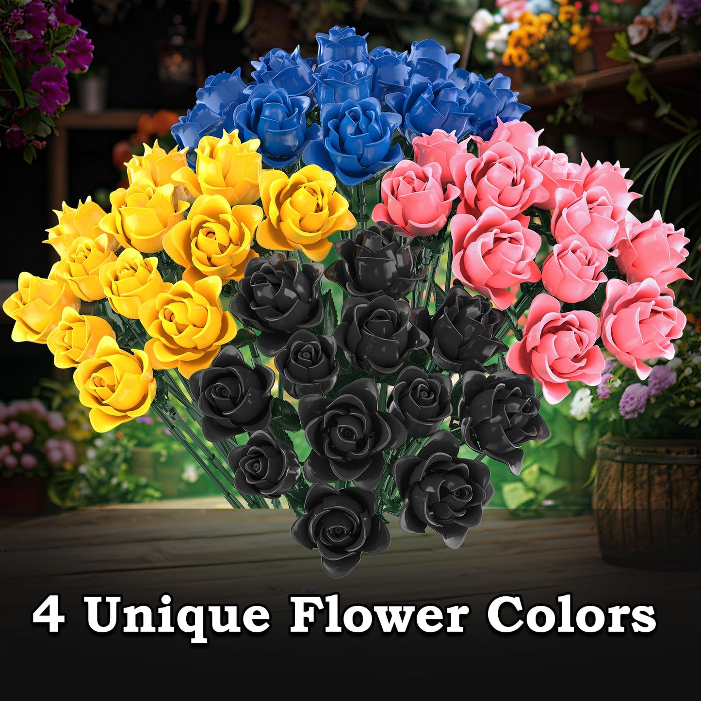 HAYXUN 12 Blue Rose Bouquet Building Kit – Rare Blue Roses Gift & Home Decor