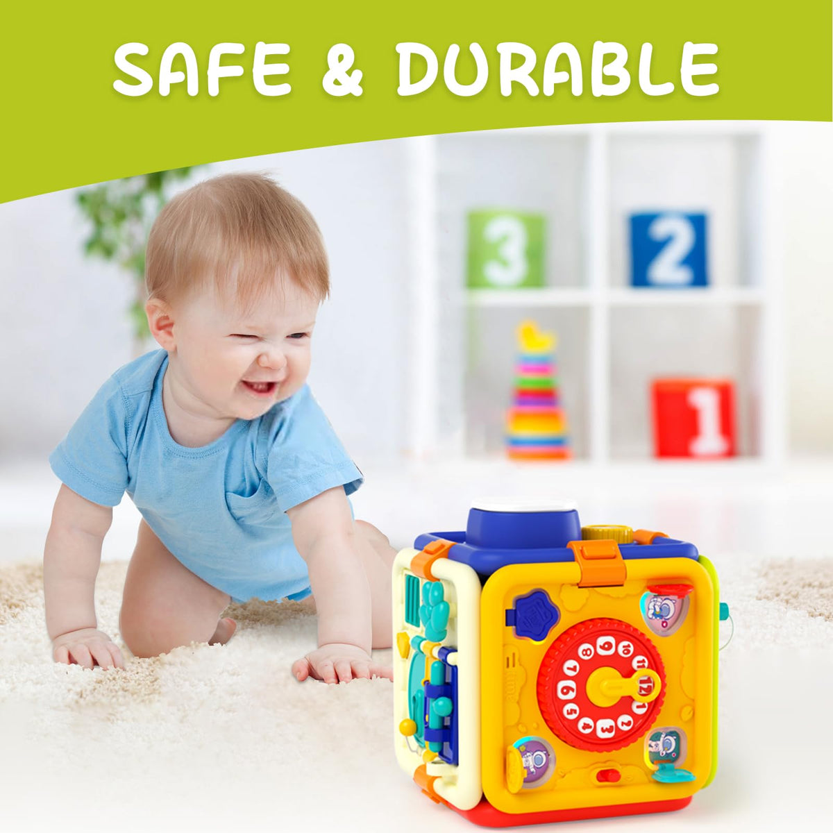 HAYXUN Busy Board 6-in-1 Montessori Toy for Toddlers 1–4 | Sensory & Fine Motor Development