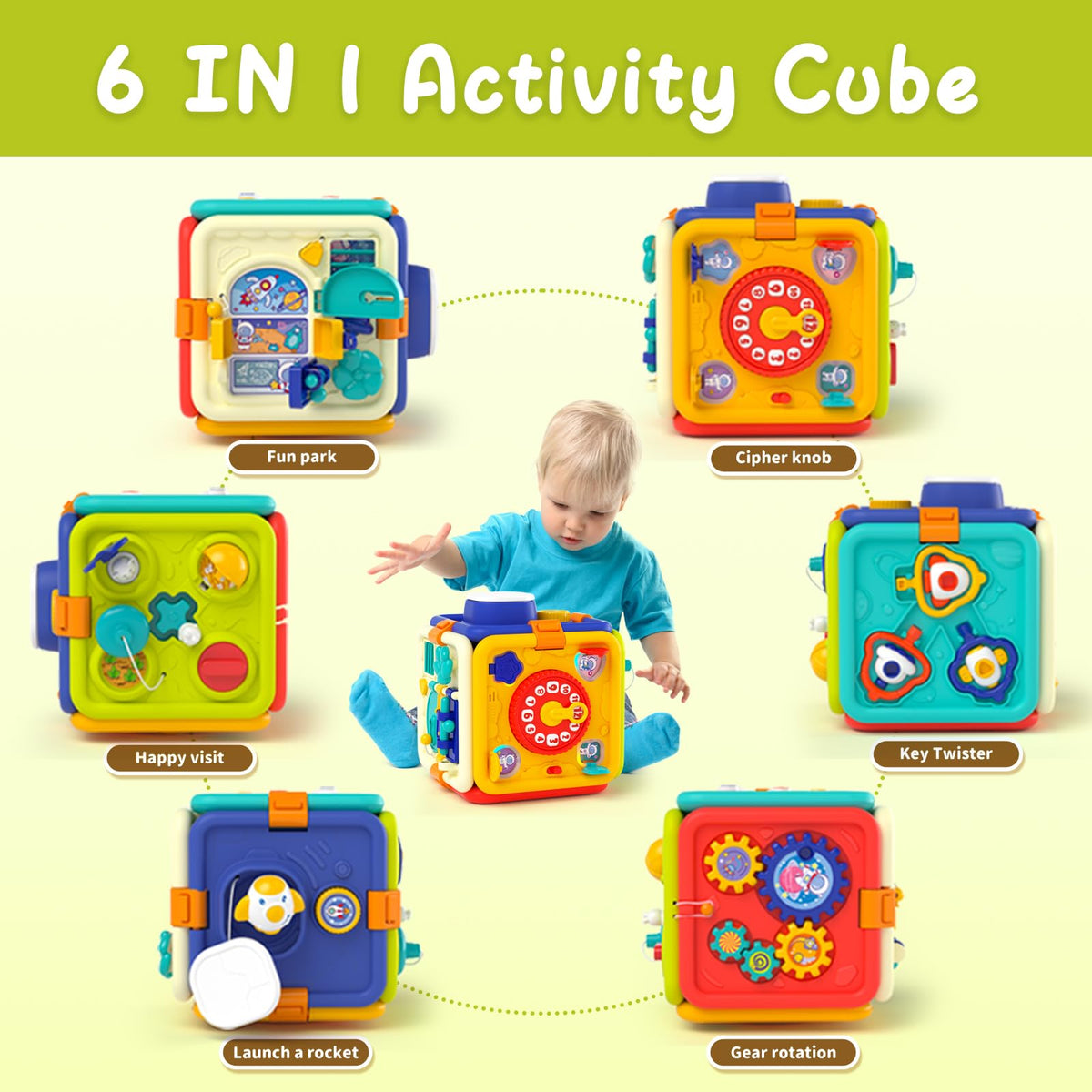 HAYXUN Busy Board 6-in-1 Montessori Toy for Toddlers 1–4 | Sensory & Fine Motor Development
