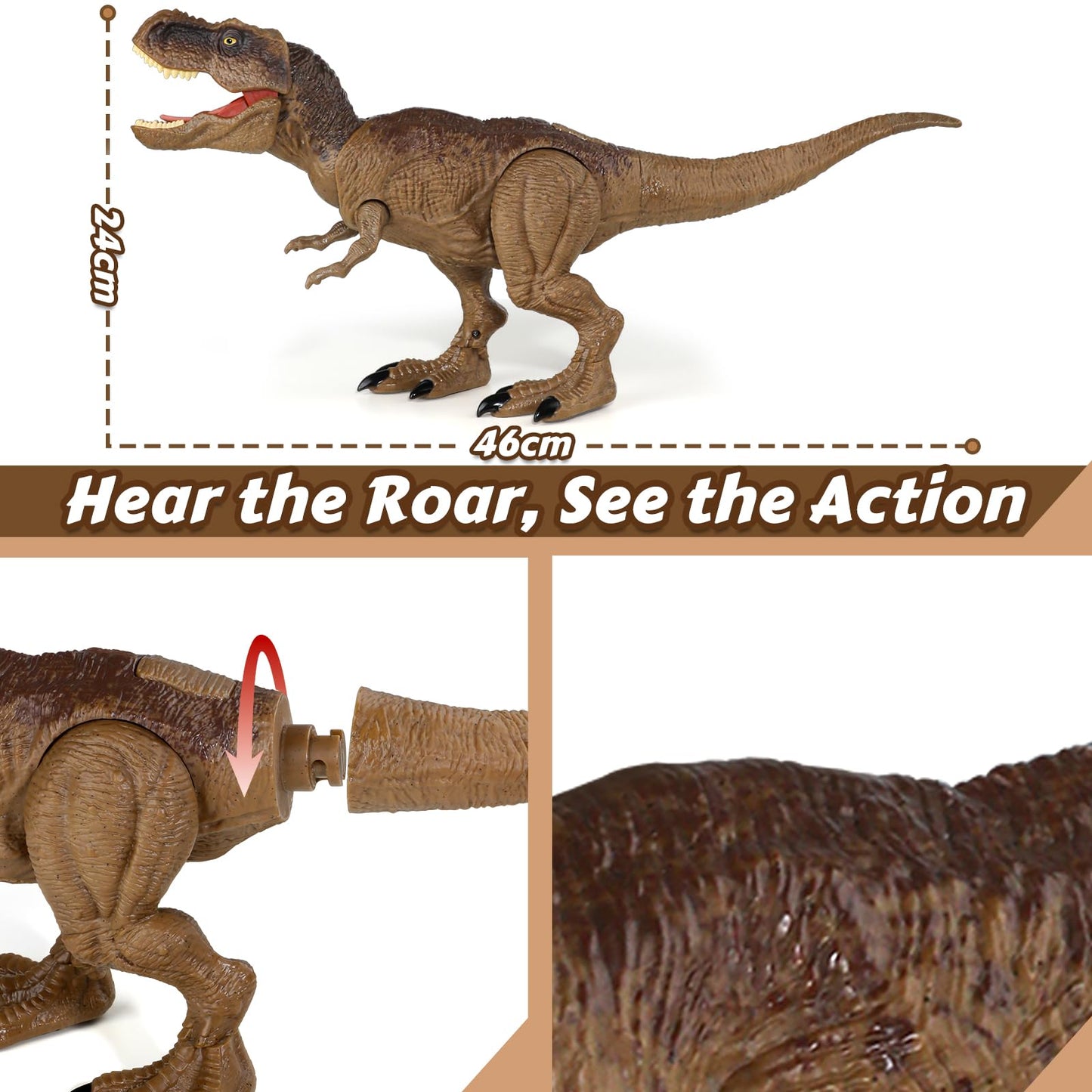 HAYXUN Jurassic T. Rex Action Figure – Interactive Dino Toy with Sound & Rampage (Ages 3–7)