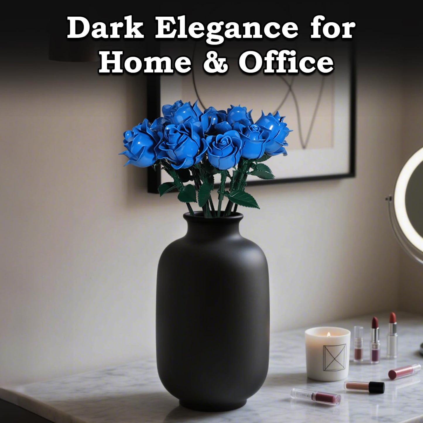 HAYXUN 12 Blue Rose Bouquet Building Kit – Rare Blue Roses Gift & Home Decor
