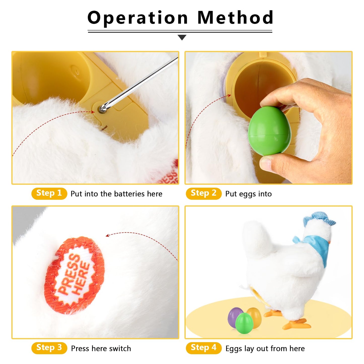 hbbhml Plush Electric Laying Egg Chicken Toy with Singing – Easter Fun for Kids