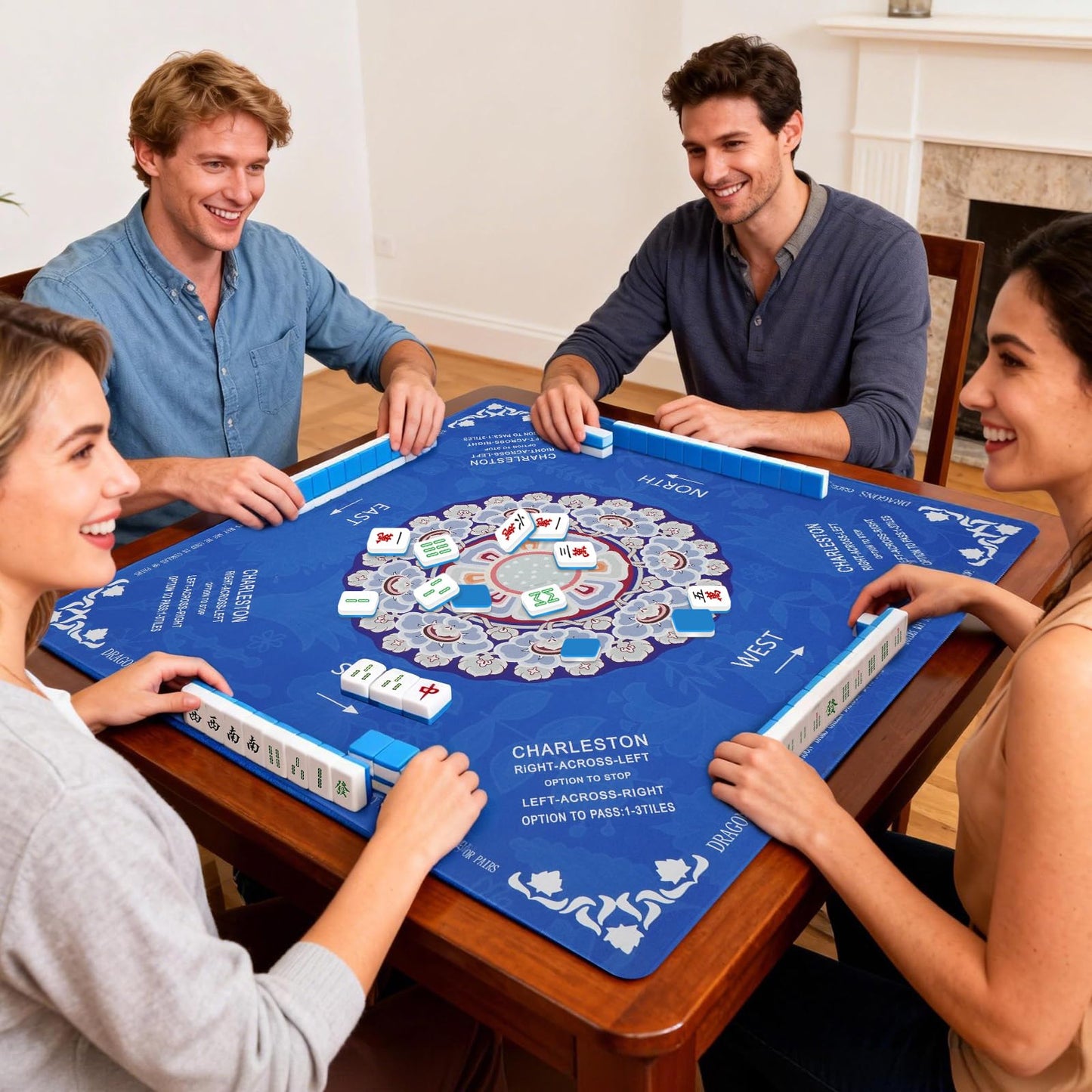 HBLEDOT Mahjong Mat 33” x 33” with Carry Bag – Anti-Slip & Noise-Reducing Table Mat for Mahjong & Board Games