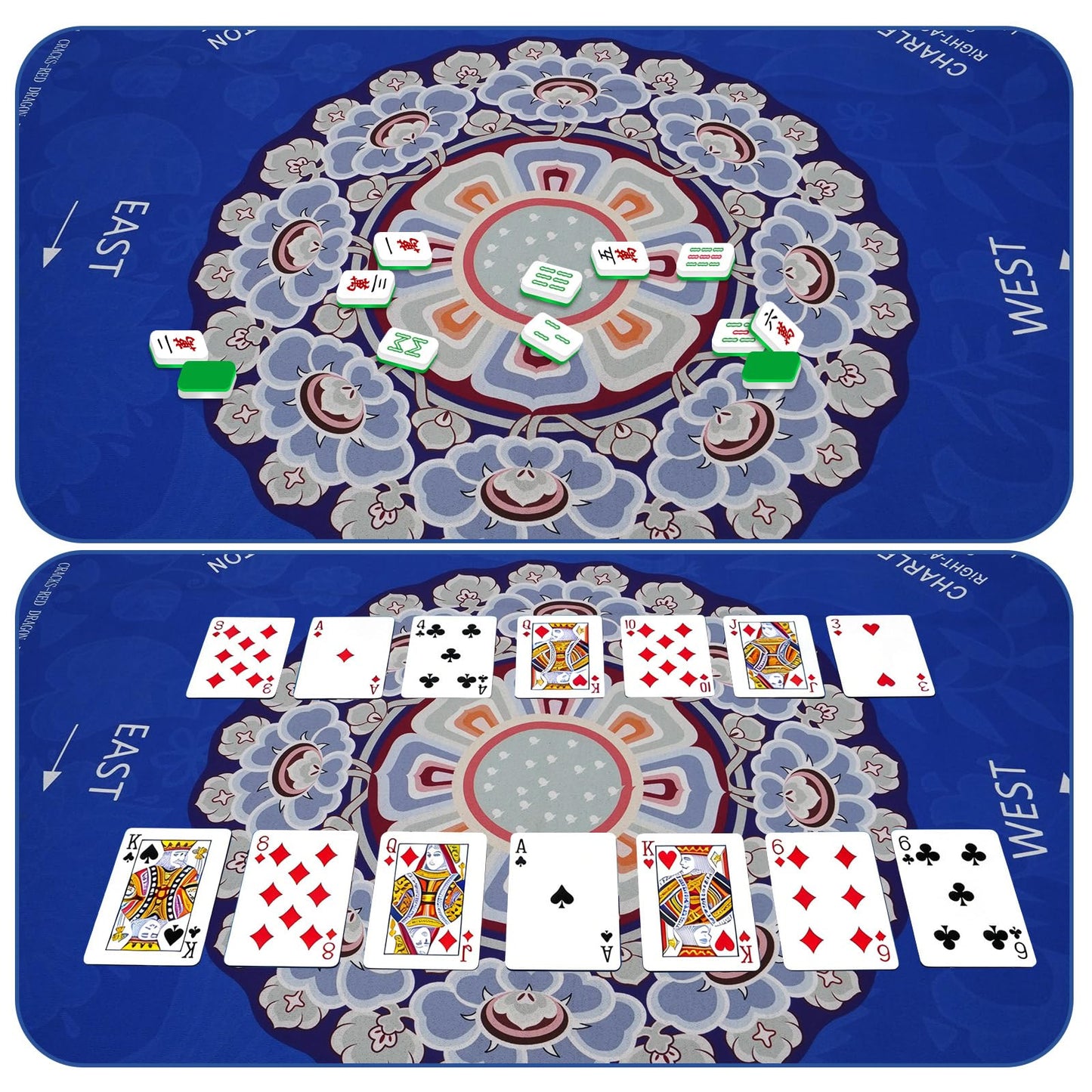 HBLEDOT Mahjong Mat 33” x 33” with Carry Bag – Anti-Slip & Noise-Reducing Table Mat for Mahjong & Board Games