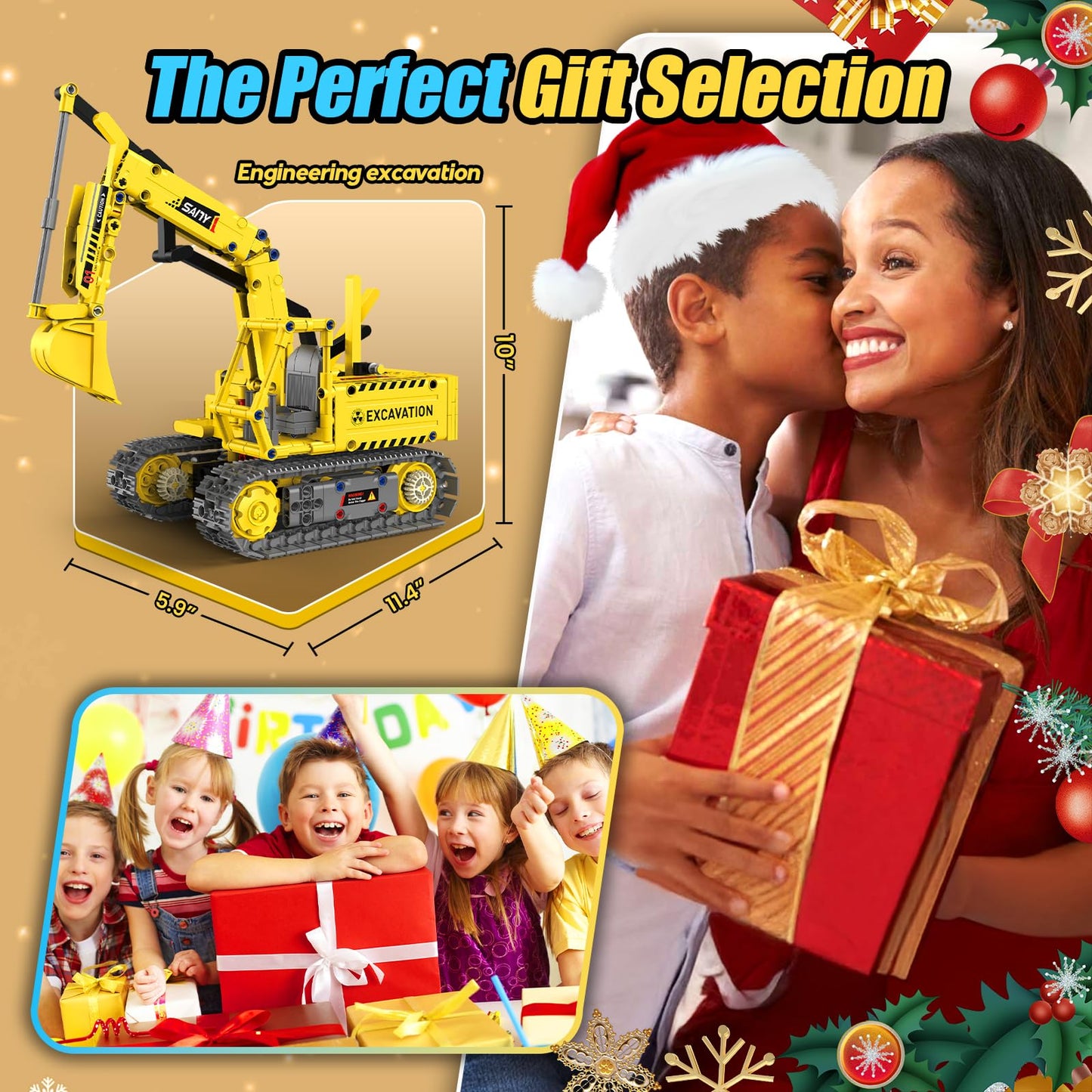 HBUDS 5-in-1 Robot Building Kit | 555-Piece STEM Toys for Ages 8-14 | App & RC Excavator