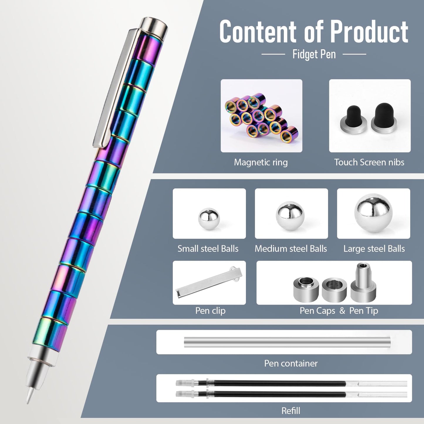 HBYLXTJ Color Fidget Pen – Magnetic Fidget Toy for Focus & Creative Breaks
