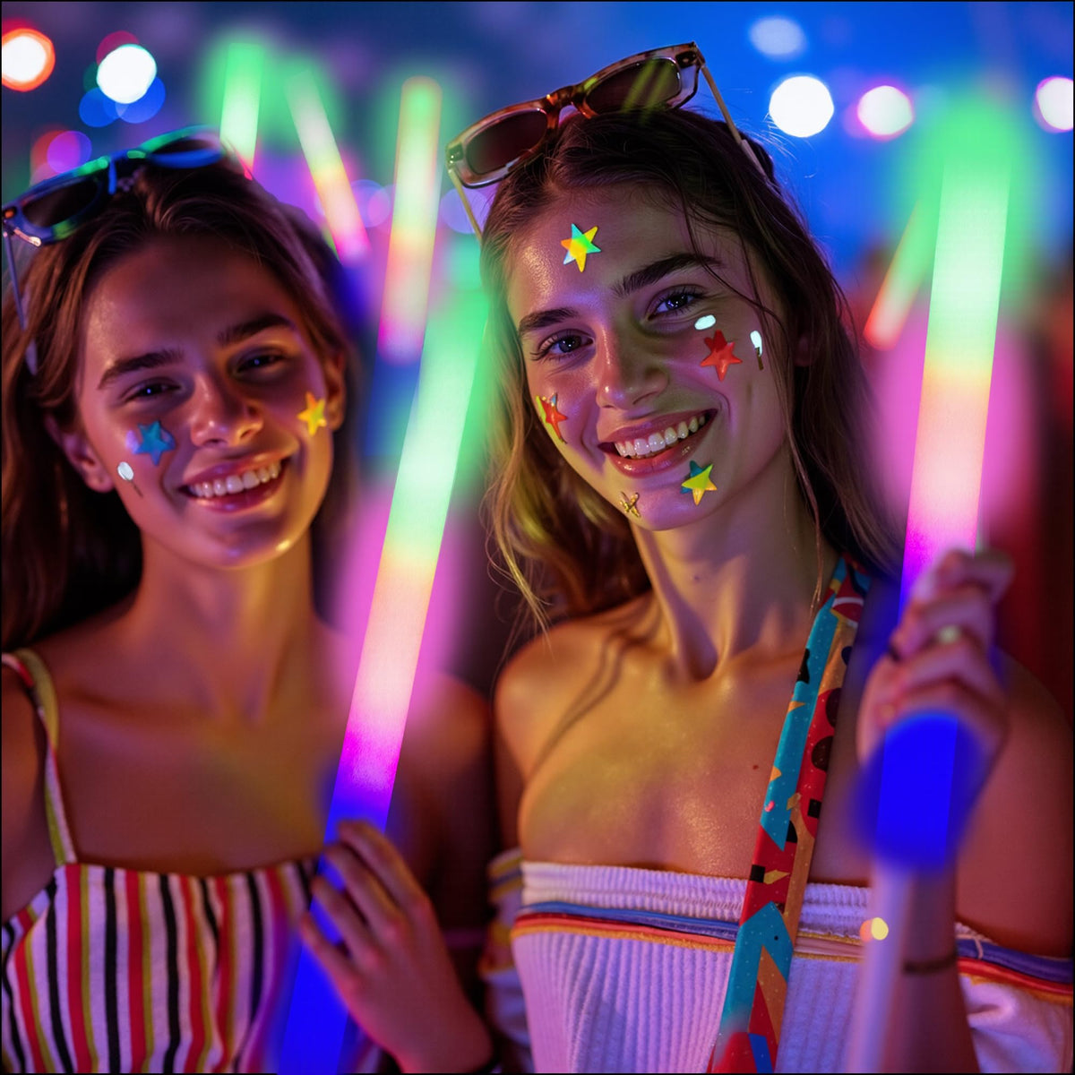 HBYLXTJ SVYIQ 12-Piece Foam Glow Sticks — 3-Mode LED Party Lights