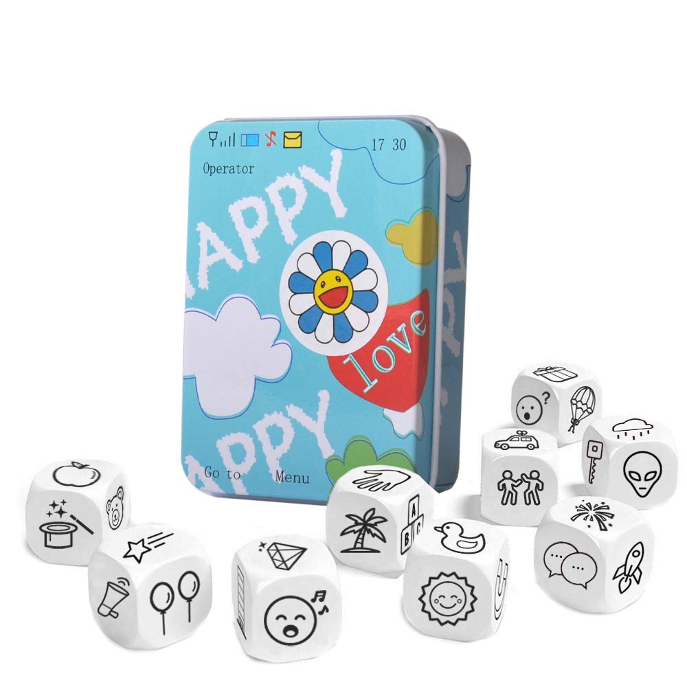 HCDIM DIY Happy Story Dice – 9 Cubes, 54 Images, Endless Storytelling for Kids