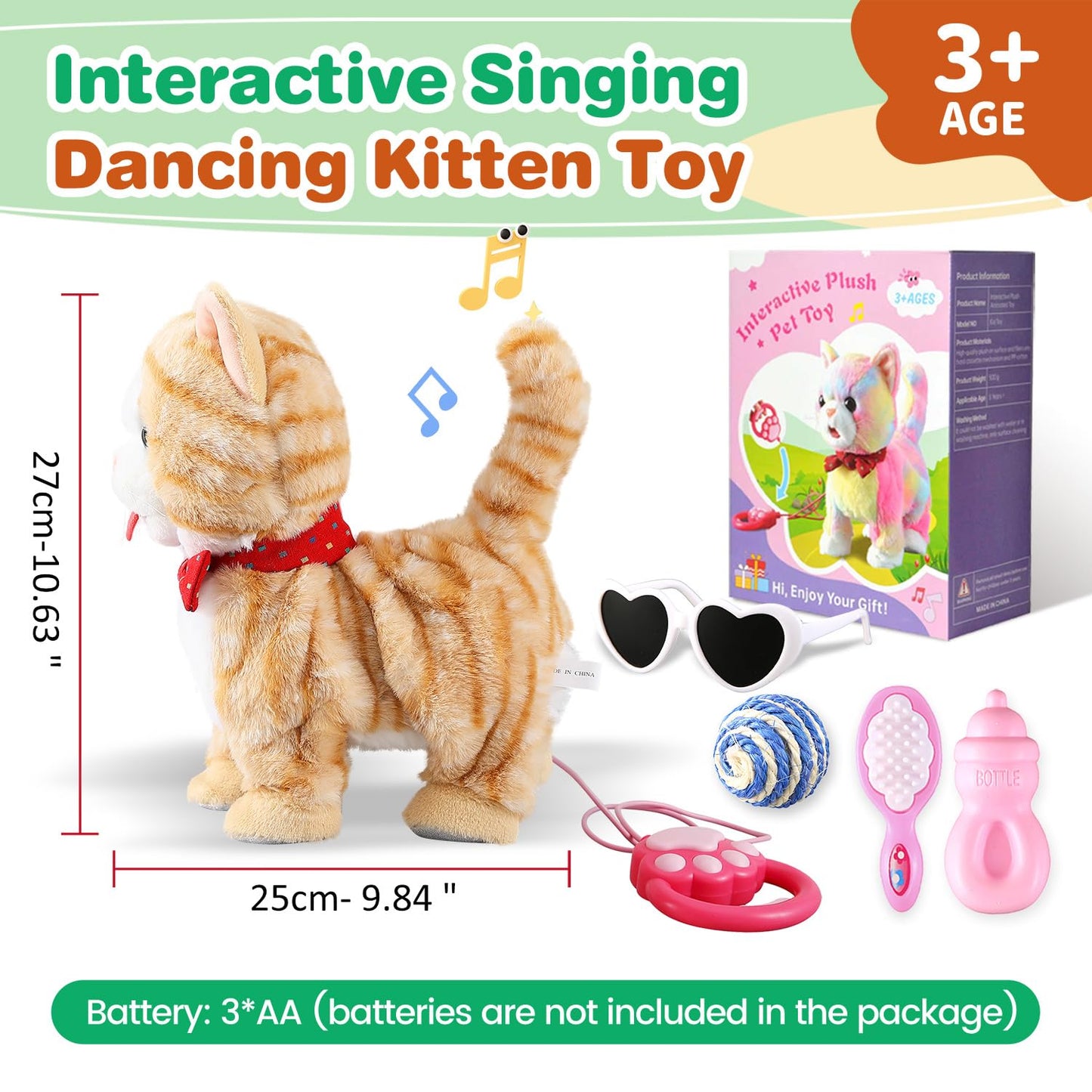 HCdoujoy Yellow Walking Cat — Interactive Talking Plush Kitten Toy for Kids