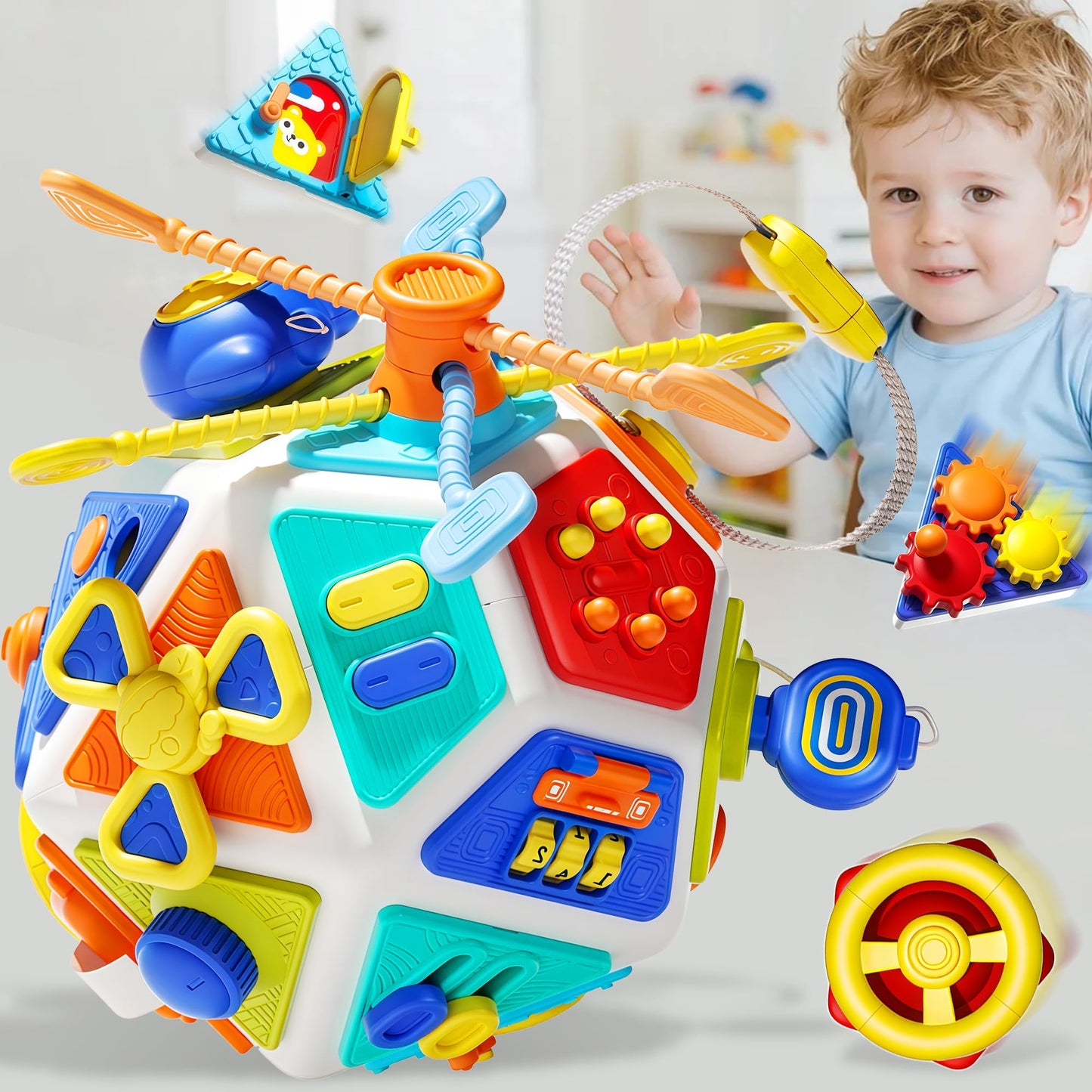 HCFJEH 22-in-1 Baby Busy Board Cube – Montessori Sensory Toy for Toddlers 1-3