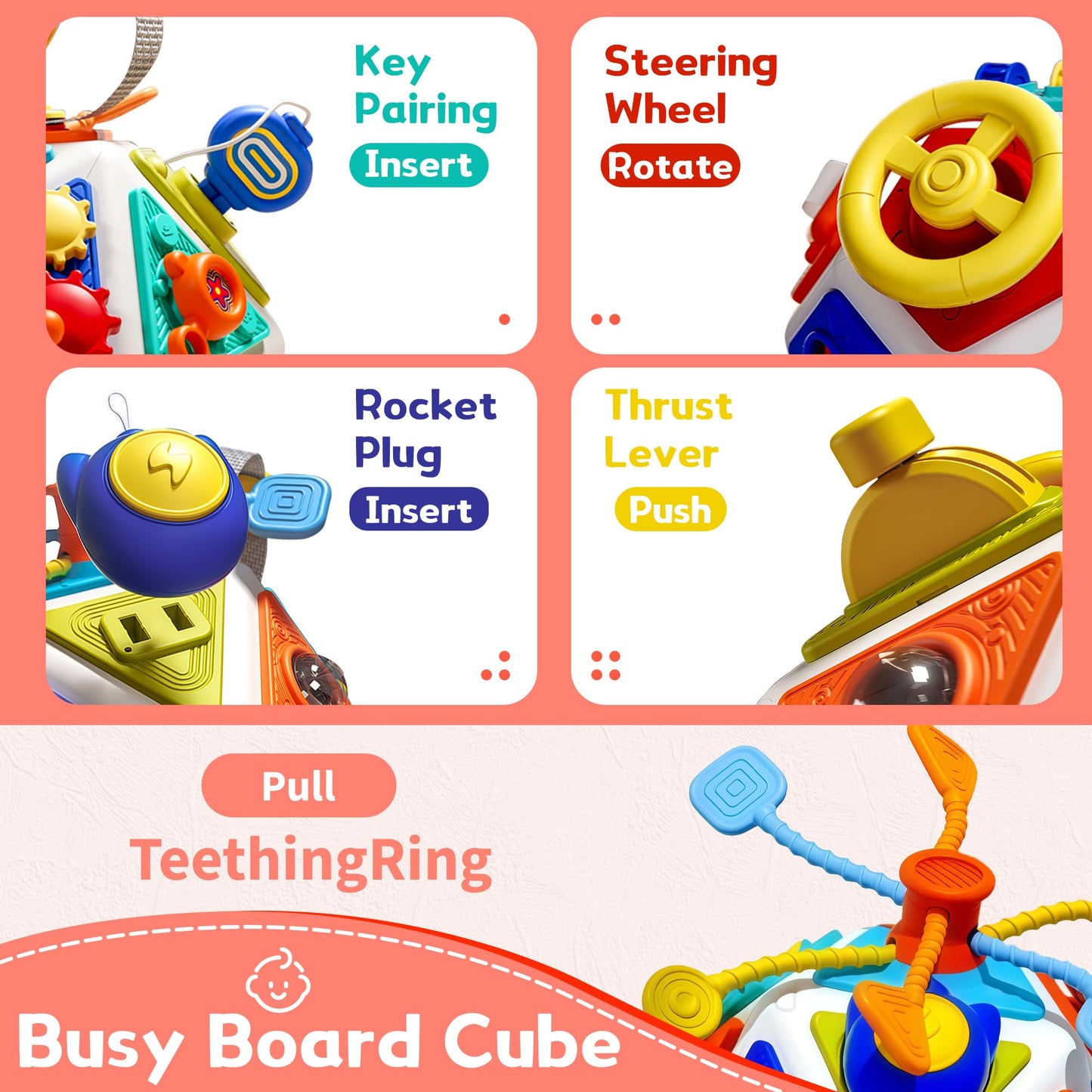 HCFJEH 22-in-1 Baby Busy Board Cube – Montessori Sensory Toy for Toddlers 1-3