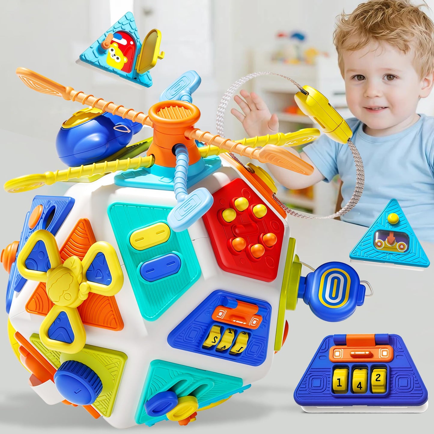 HCFJEH 22-in-1 Baby Busy Board Cube – Montessori Sensory Toy for Toddlers 1-3