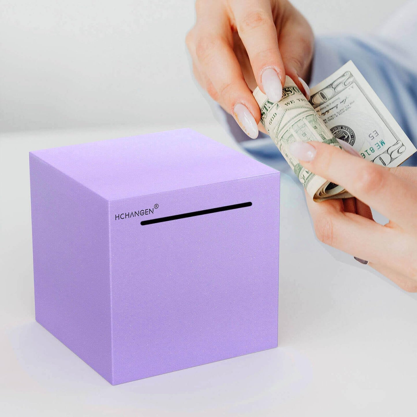 HCHANGEN Piggy Bank for Adults – Stainless Steel Money Box, Must-Break to Open (Purple, 4.72 in)