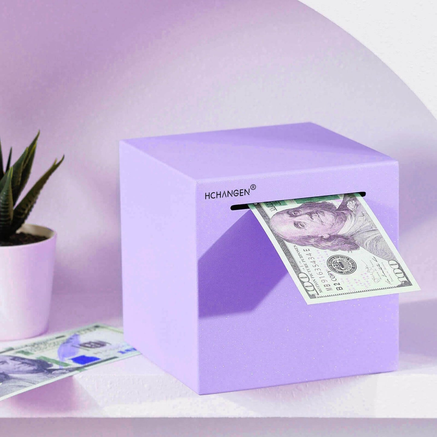 HCHANGEN Piggy Bank for Adults – Stainless Steel Money Box, Must-Break to Open (Purple, 4.72 in)