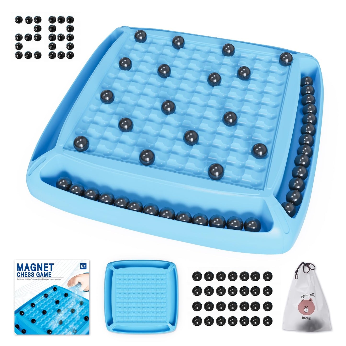 Hcusus Magnet Game - Family Magnetic Board Game for 2-4 Players (Blue)