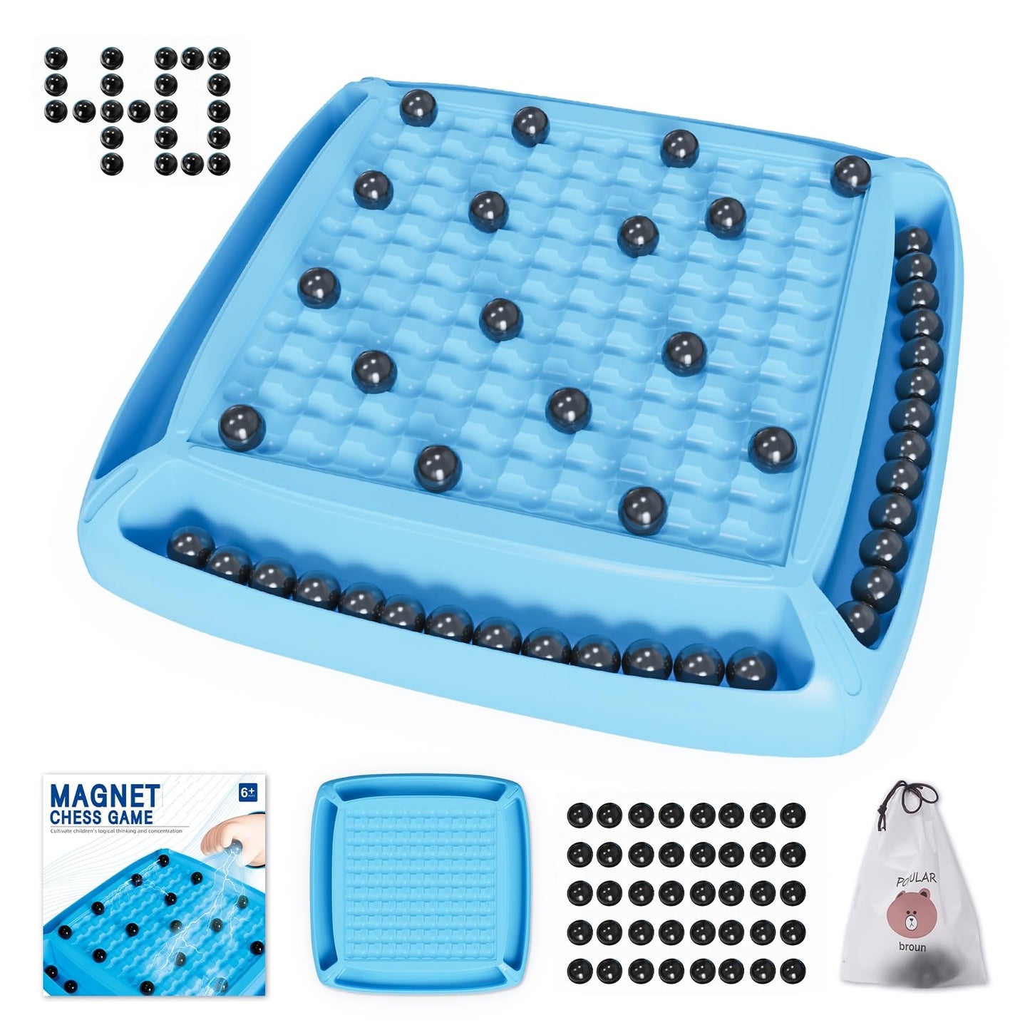 Hcusus Magnet Game — Magnetic Chess for 2-4 Players, Portable Family Night