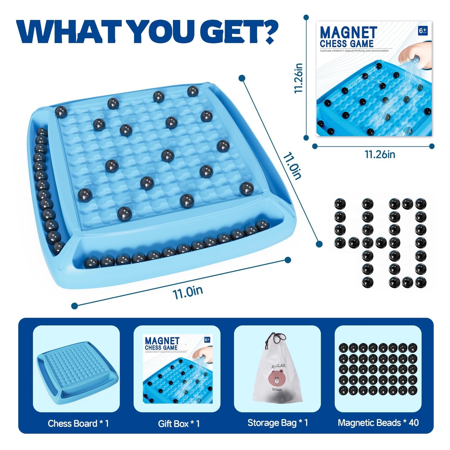 Hcusus Magnet Game — Magnetic Chess for 2-4 Players, Portable Family Night