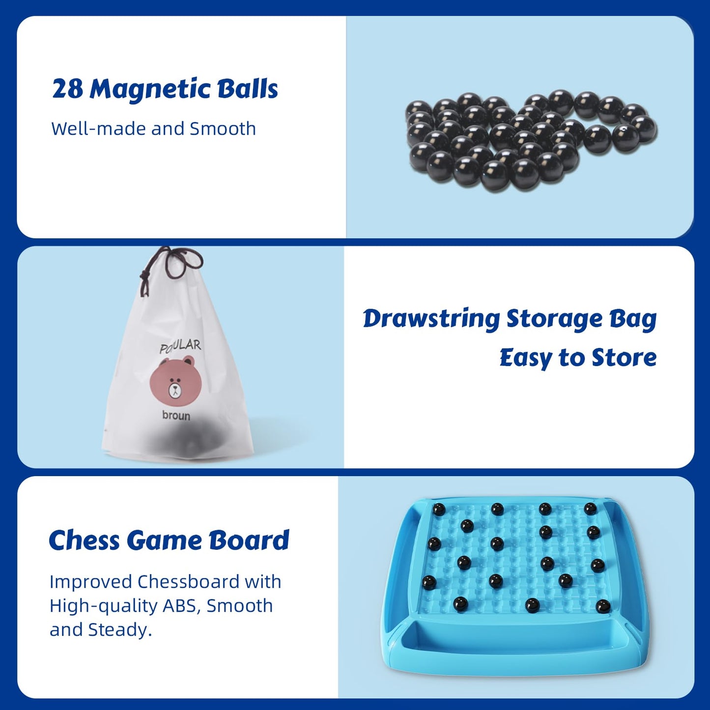 Hcusus Magnet Game - Family Magnetic Board Game for 2-4 Players (Blue)