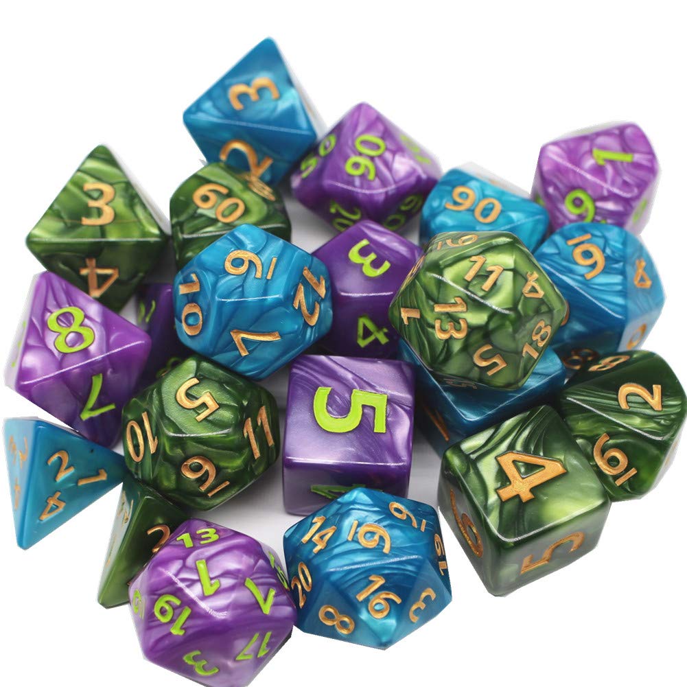 HD 3 Pack 25mm Giant DND Dice Set – Oversize Polyhedral Dice for D&D & RPGs (Blue/Green/Purple)