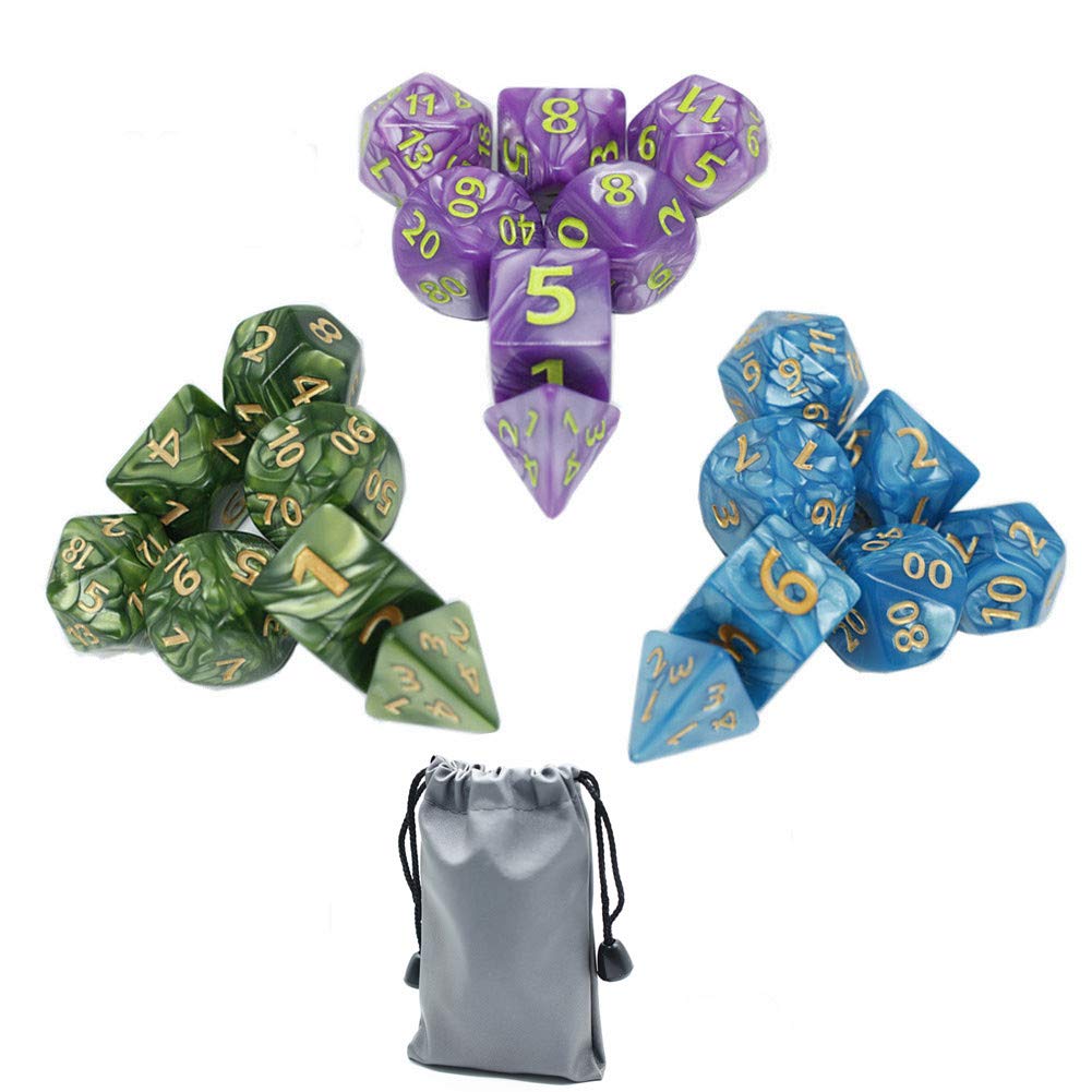 HD 3 Pack 25mm Giant DND Dice Set – Oversize Polyhedral Dice for D&D & RPGs (Blue/Green/Purple)