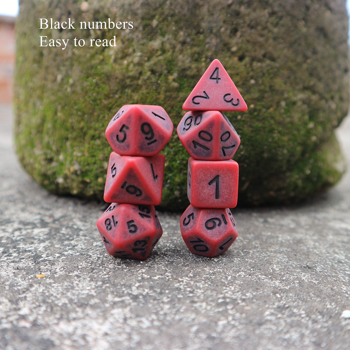 HD DND Dice Set – Ancient Scarlet Two-Tone 7-Die Polyhedral Dice for D&D, Pathfinder, MTG