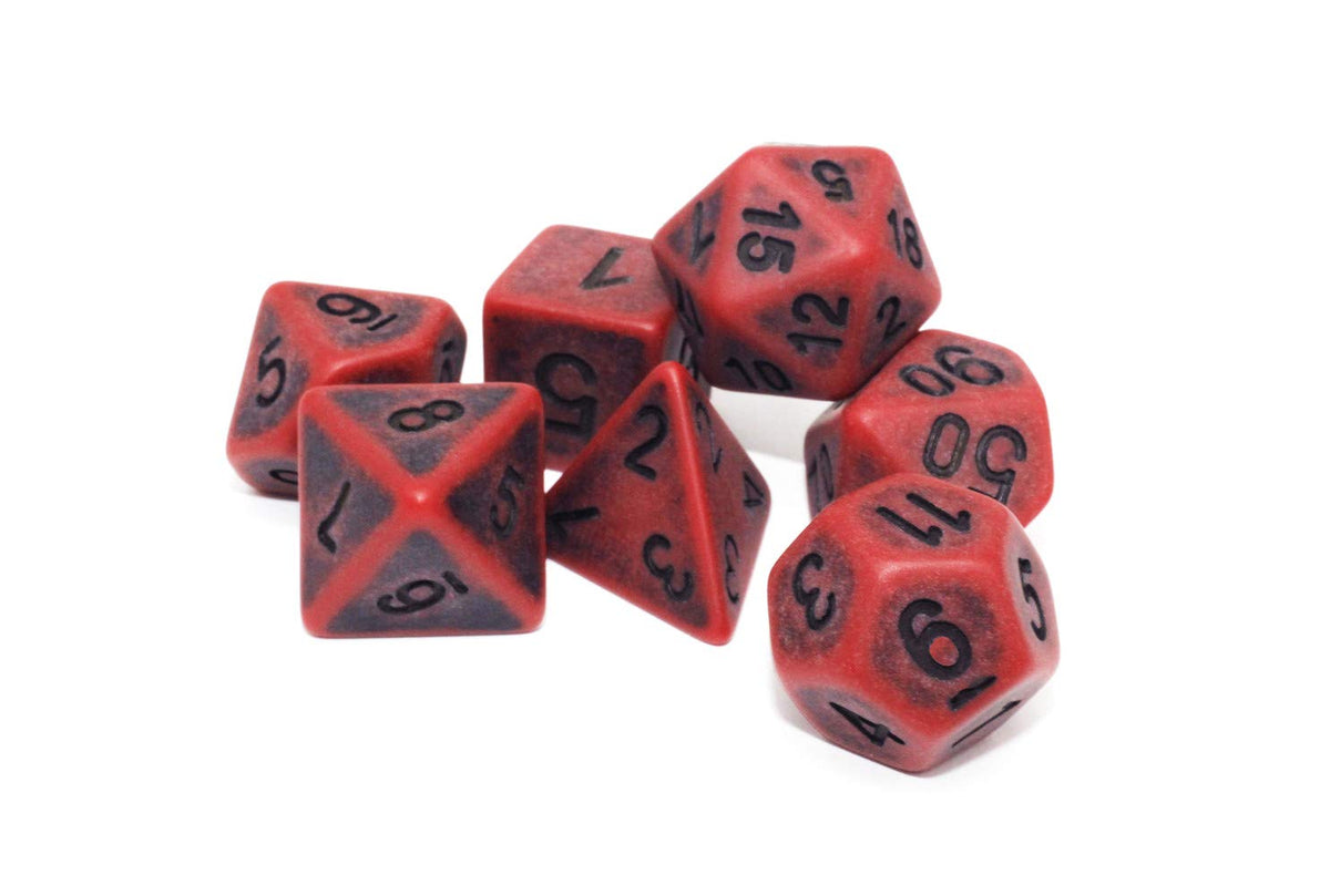 HD DND Dice Set – Ancient Scarlet Two-Tone 7-Die Polyhedral Dice for D&D, Pathfinder, MTG