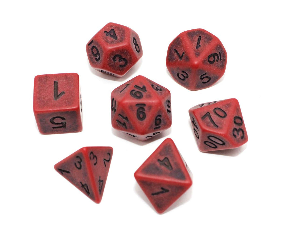 HD DND Dice Set – Ancient Scarlet Two-Tone 7-Die Polyhedral Dice for D&D, Pathfinder, MTG