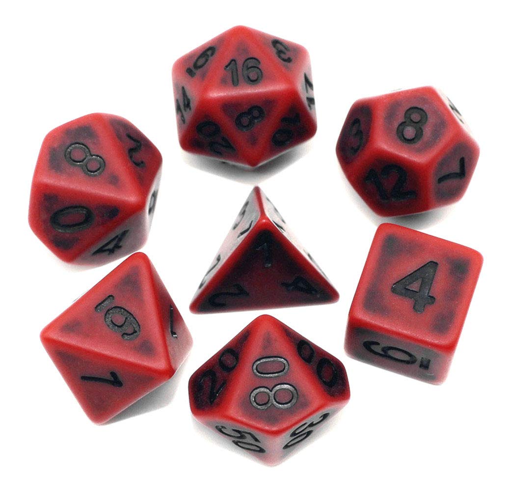 HD DND Dice Set – Ancient Scarlet Two-Tone 7-Die Polyhedral Dice for D&D, Pathfinder, MTG